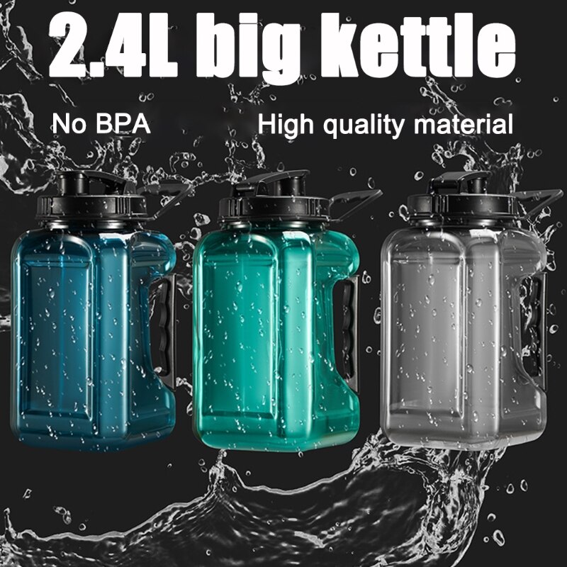 Outdoor Camping Training Water Bottle Portable Sports Kettle Protein Shaker Cup 2.4L Drinking Bottle G32E