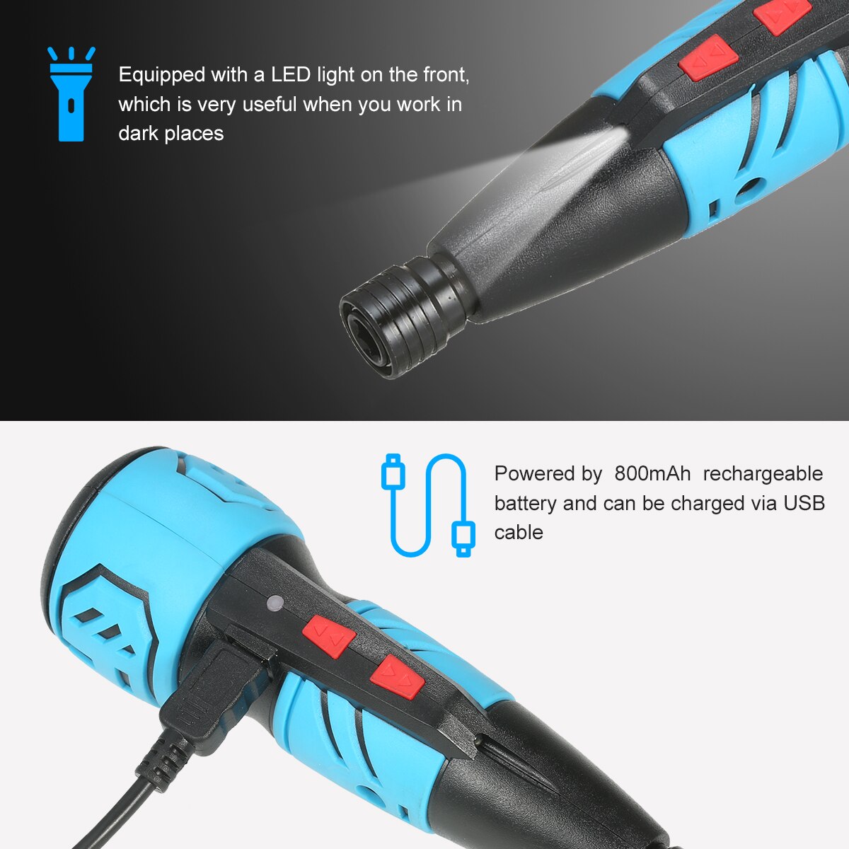 Cordless Screwdriver USB Rechargeable Mini Electric Screwdriver Portable Handheld Power Drill Screwdriver with LED Light