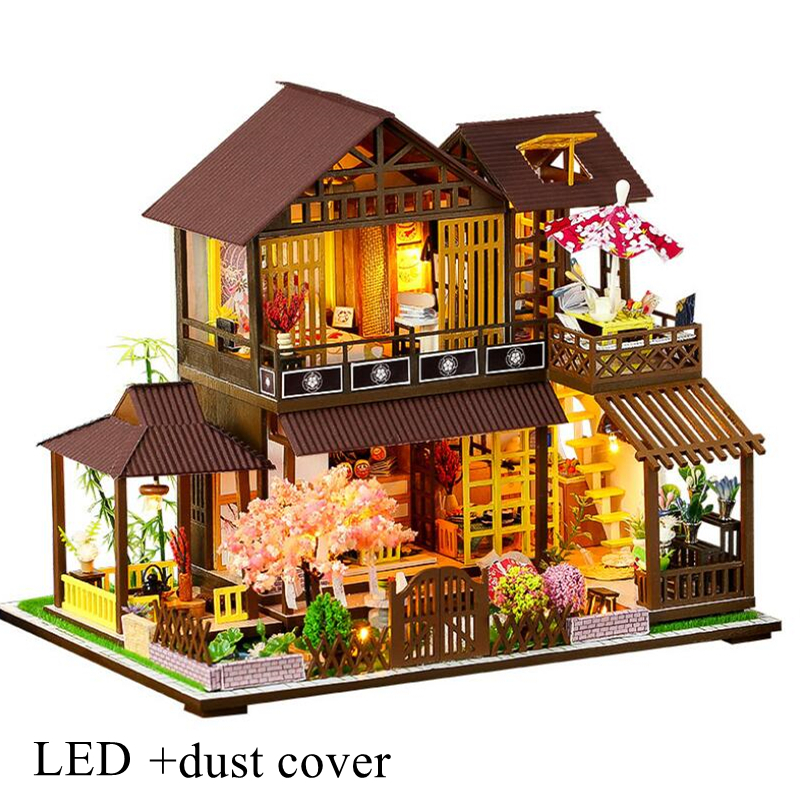 Chinese Style Diy Doll House Kit Handmade Miniature Furniture LED Lights Home Wedding Birthday Christmas