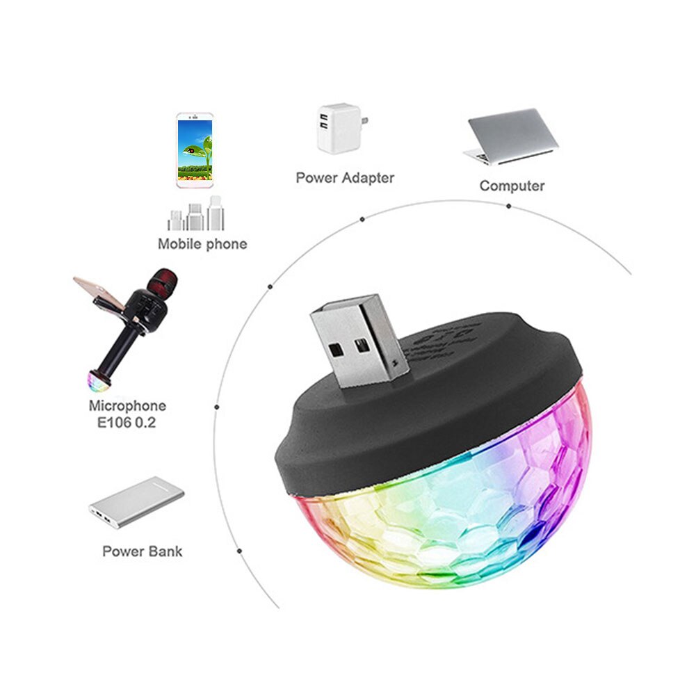 1 sæt automatisk bar bil usb fest lys let brug disco kugle led club stage mini stemmestyring dekoration interiør