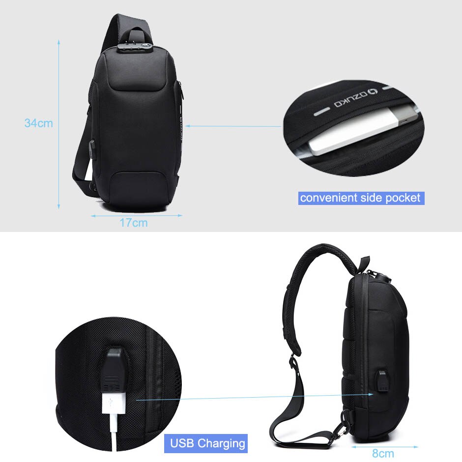 Multifunction Crossbody Bag for Men Anti-theft Shoulder Messenger Bags Male Waterproof Short Trip Chest Bag Pack