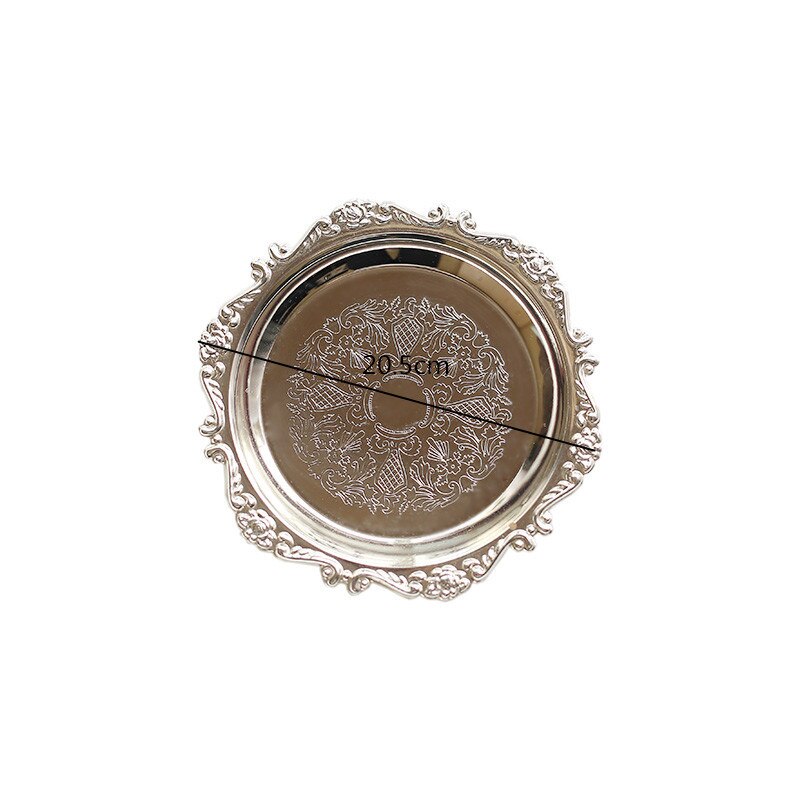 Big Middle Small Silver Cake Pan Afternoon Tea Dessert Snack Tray Jewelry Storage Tray Dessert Table Snack Dish Display Plate: silver  M