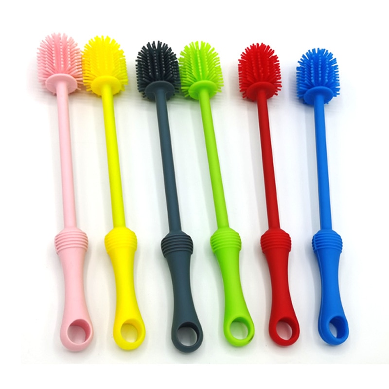 Brosse multifonction en Silicone pour nettoyage de biberons, brosse rotative à Long manche pour nettoyage de biberons