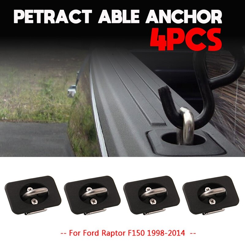 4 Uds atar anclas 3000 LBS retráctil cama del camión parte superior D anillo para Ford F-150 F150 1998 de 15074252