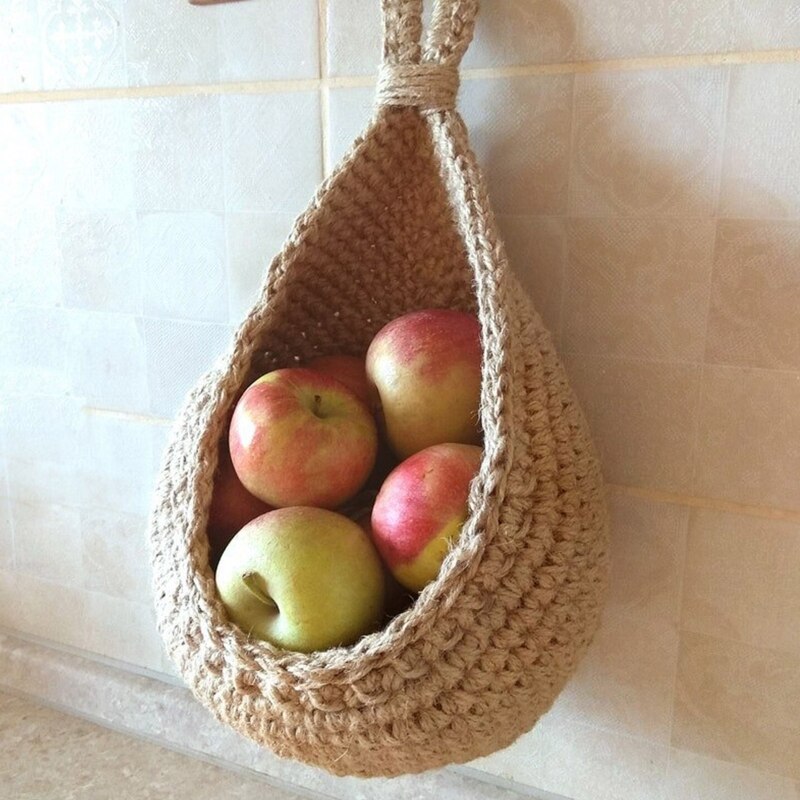 Woven Hanging Fruit Baskets Weave Storage Baskets Wall Decoration Hanging Baskets for Home Living Rooms Kitchen
