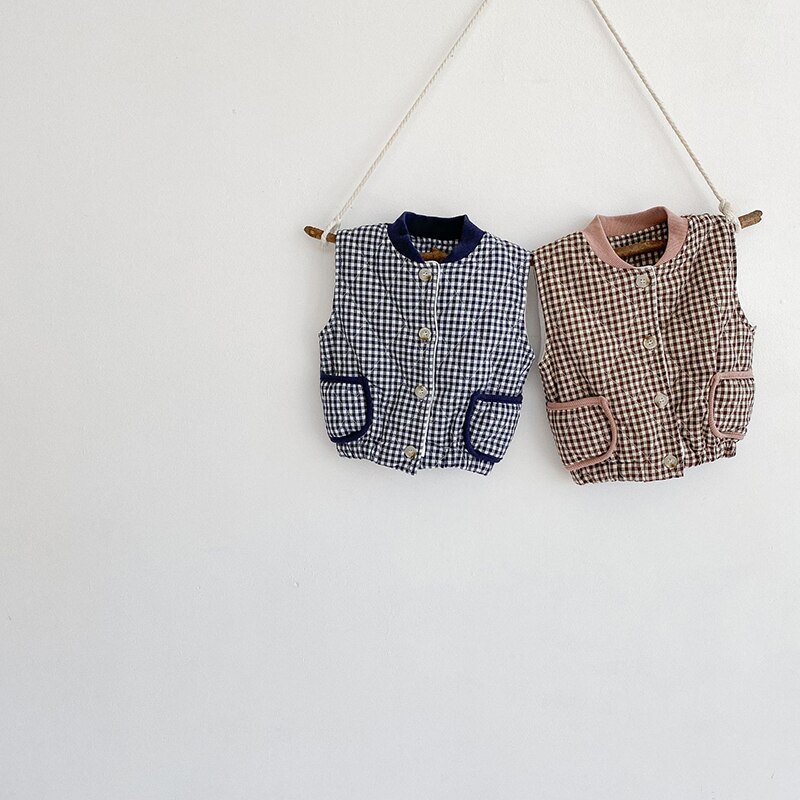 Mode Baby Vest Kinderen Pocket Gewatteerde Gewatteerde Warmte Vest Winter Pasgeboren Jongen Meisjes Mouwloze Jas 1 Tot 3 Jaar Oud