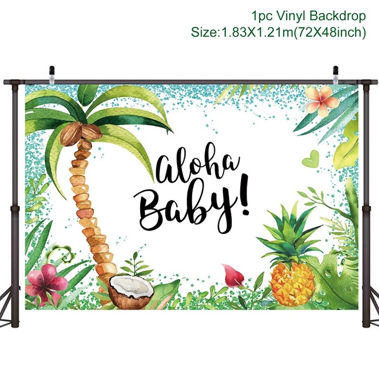 Aloha Birthday Party Backdrop Hawaii Tropical Flamingo Party Decor Summer Birthday Party Decor Kids Luau Aloha Party Supplies: Backdrop 3