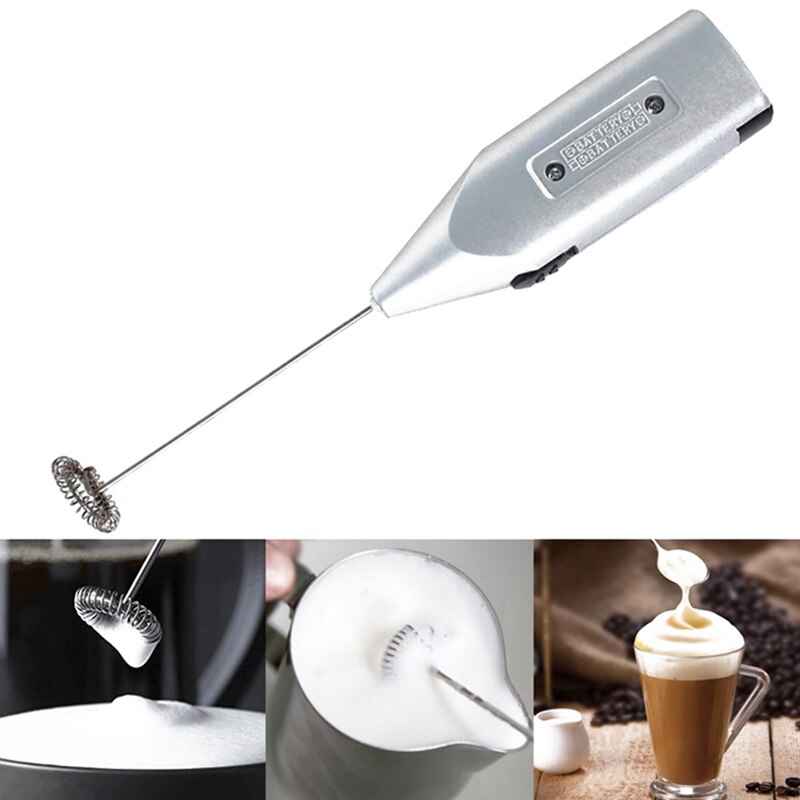 Handheld Stainless Steel Coffee Milk Drink Electric Whisk Mixer Frother Foamer Battery Operated Kitchen Egg Beater Stirrer