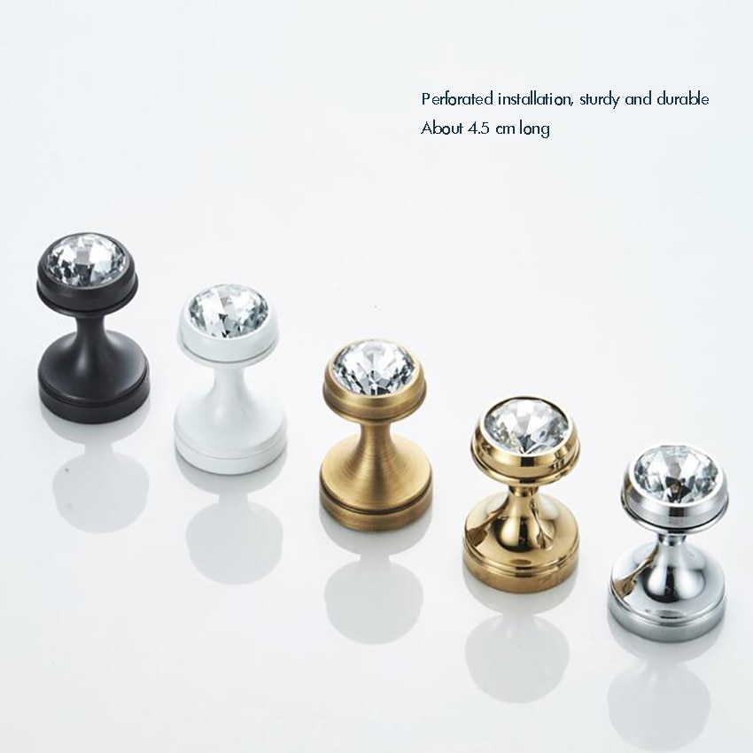 Wall Mounted Crystal Hook Hanger Brass Hook Mini Single Hook Robe Hook with Screws for Hanging Clothes Coat Key Hat Jewelry