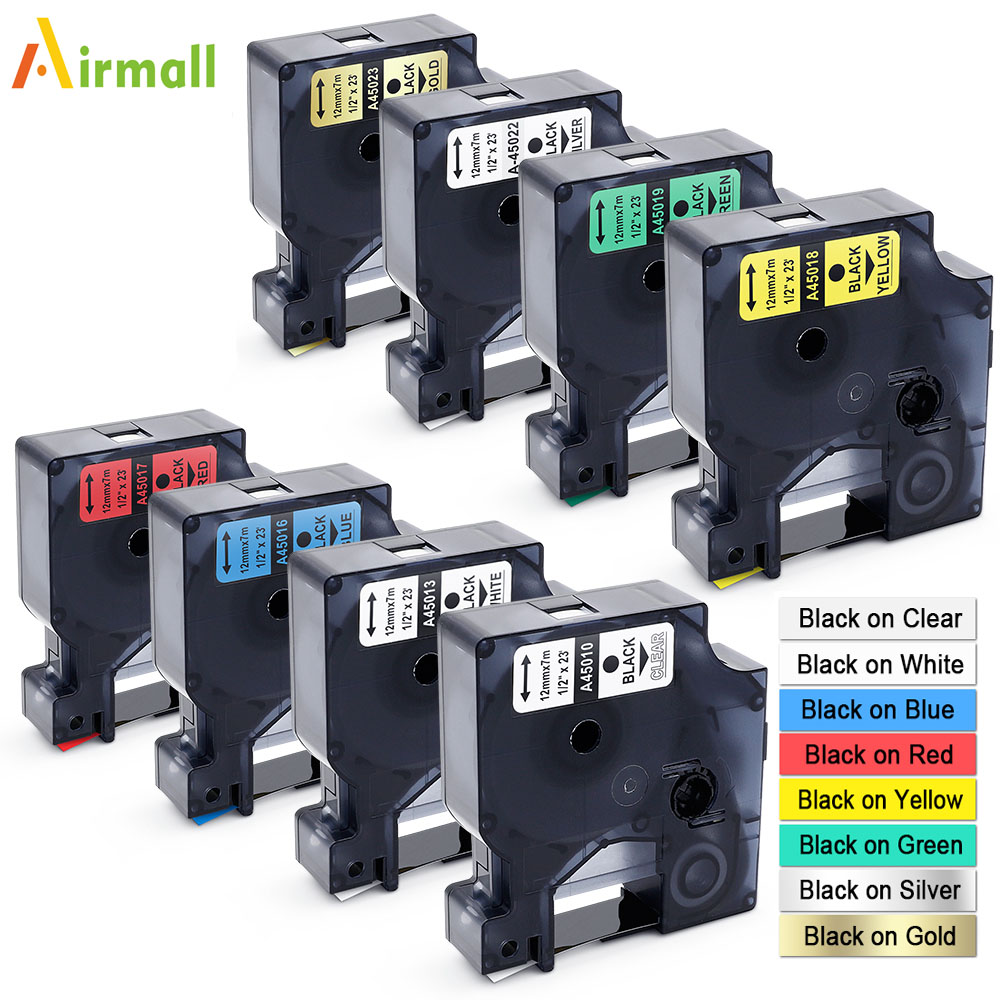 Airmall 45013 40913 45018 12mm Compatible for DYMO D1 Label Printer Tapes for DYMO Label Manager 280 420P DYMO Label Printer