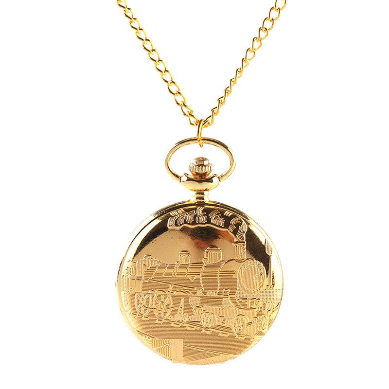 Vintage Gold Locomotief Motor Railway Trein Steampunk Zakhorloge Voor Mannen Vrouwen Charmant Hanger Ketting Klok Relogio Bolso: Default Title