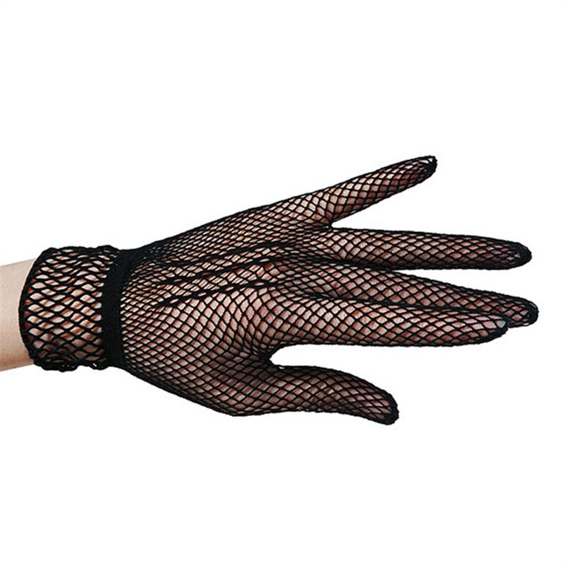 Guantes de novia de rejilla de , bonitos guantes de boda blancos con cuentas para novia, accesorios de boda: Negro