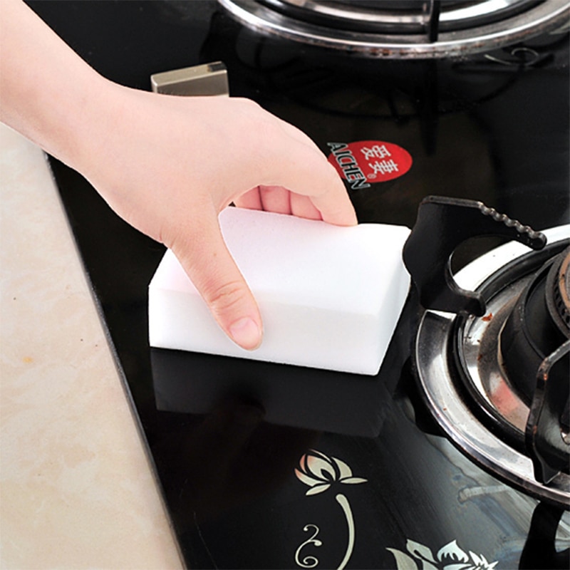 100 Pcs Kitchen Bowl Stove Cleaner Cleaning Sponge Multi-functional Magic Sponge Eraser For Kitchen Bathroom Cleaning Tools