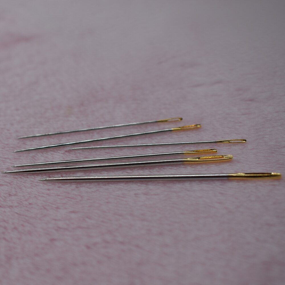 6PCS/1Packs Hand Sewing Needles Gold Eye Handy Large Eye Needle Leather Sewing Gold Needle