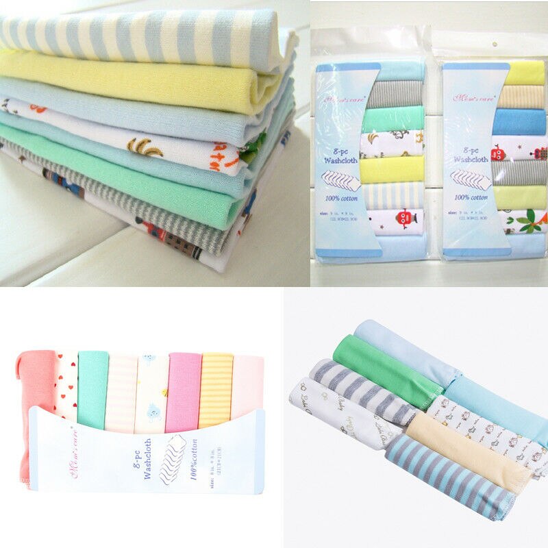 8pcs Cotton Newborn Washcloth Wipe Cloth Baby boy girl Bath Towel Feeding Wipe Kid Face Cloth Children Handkerchief