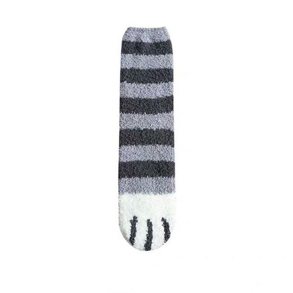 Chaussettes en patte de chat chaudes d'hiver pour femmes, molleton de corail épais pour filles, chaussettes de sommeil floues, maison, chaussettes en griffe Kawaii, noël: B2