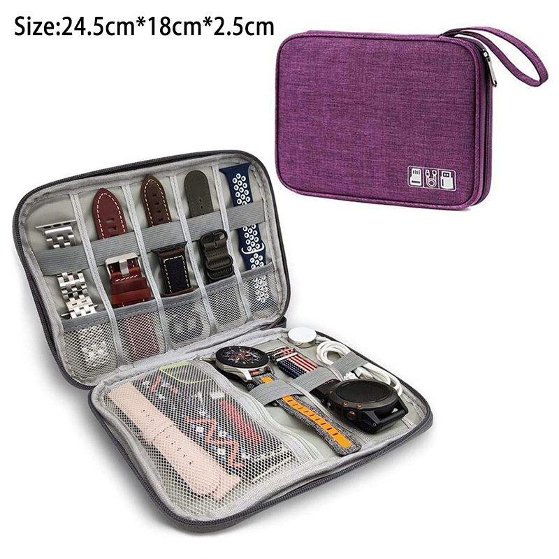 8- pocket storage bag for samsung galaxy watch 4, apple watch 7, huawei watch strap, travel dustproof bag, portable watch band case: Purple