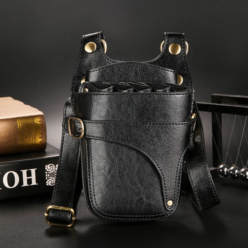 Draagbare Pu Lederen Schaar Tas Met Riem Haar Stylist Pocket Kappers Tool Pouch Voor Kappers