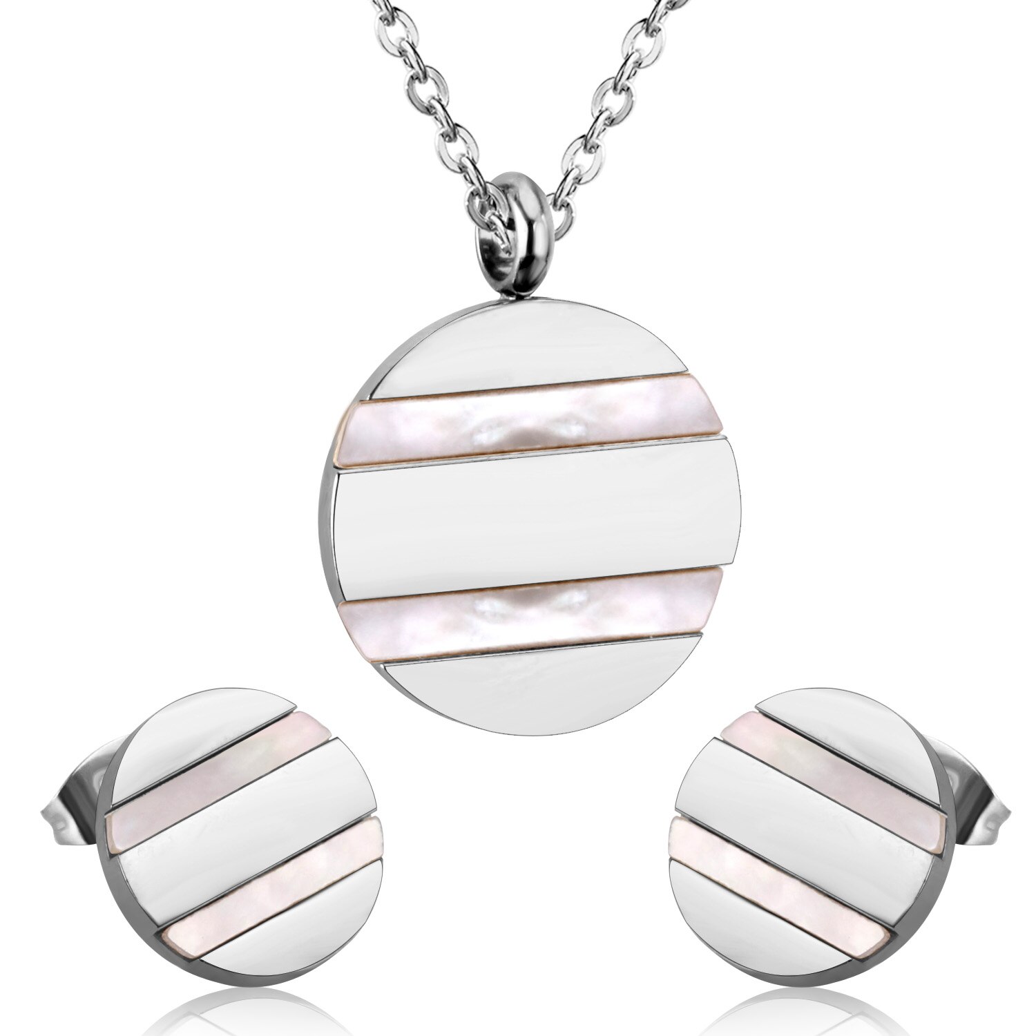 Luxusteel Rvs Sets Goud Kleur Ronde Hanger Necklce Oorbellen Brinco Party Vrouwen: 115S
