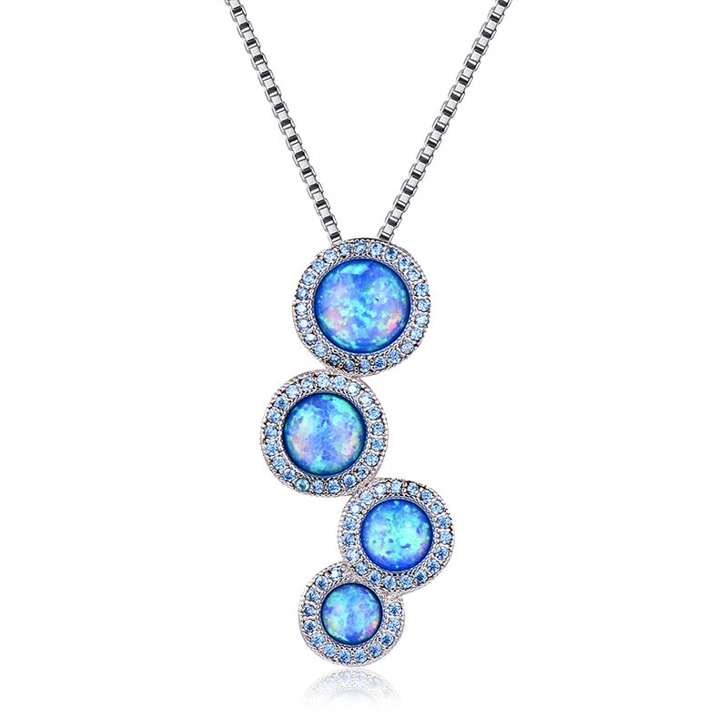 Round Natural Stones Necklace White Blue Women's Pendants Clavicle Chain Purple Crystal Party Choker: blue