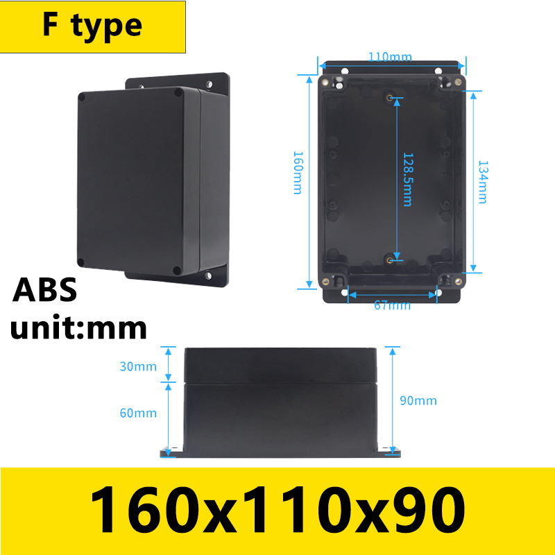 Black Outdoor Waterproof Enclosure Plastic Box Electronic Project Instrument Case Electrical Project Box Junction Box Housing