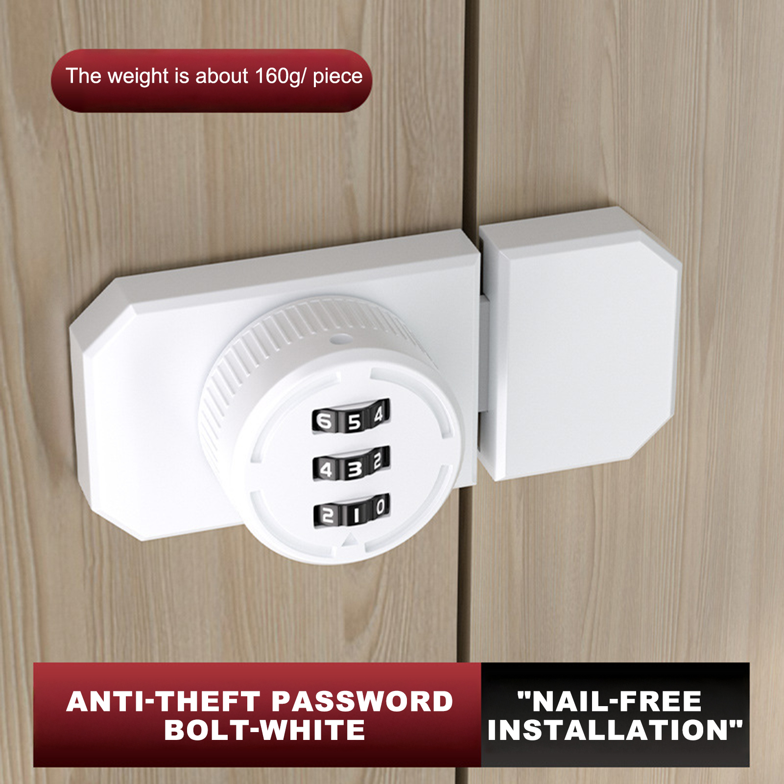 3 Digit Password Cabinet Locks No-Punch Combination Door Lock with Combination Latch for Closet Door Barn Door