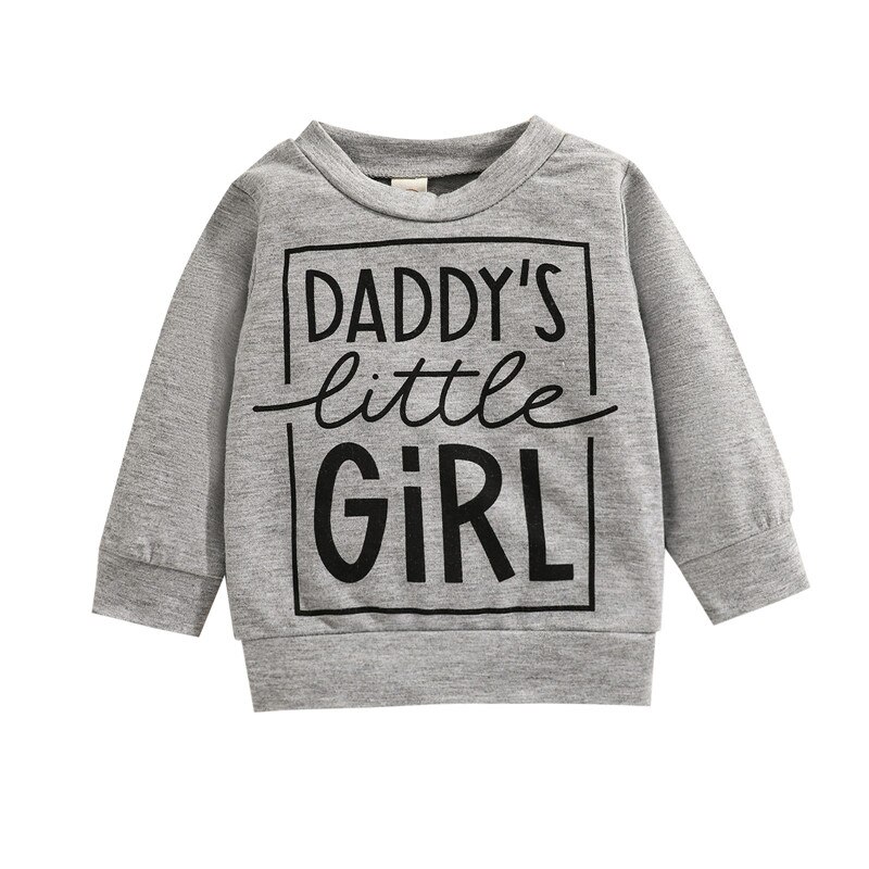 0-36m Baby Girls Casual Sweatshirts Spring Autumn Toddlers Letter Printing Bay Girls Long Sleeve Sports Pullovers: Gray / 6M