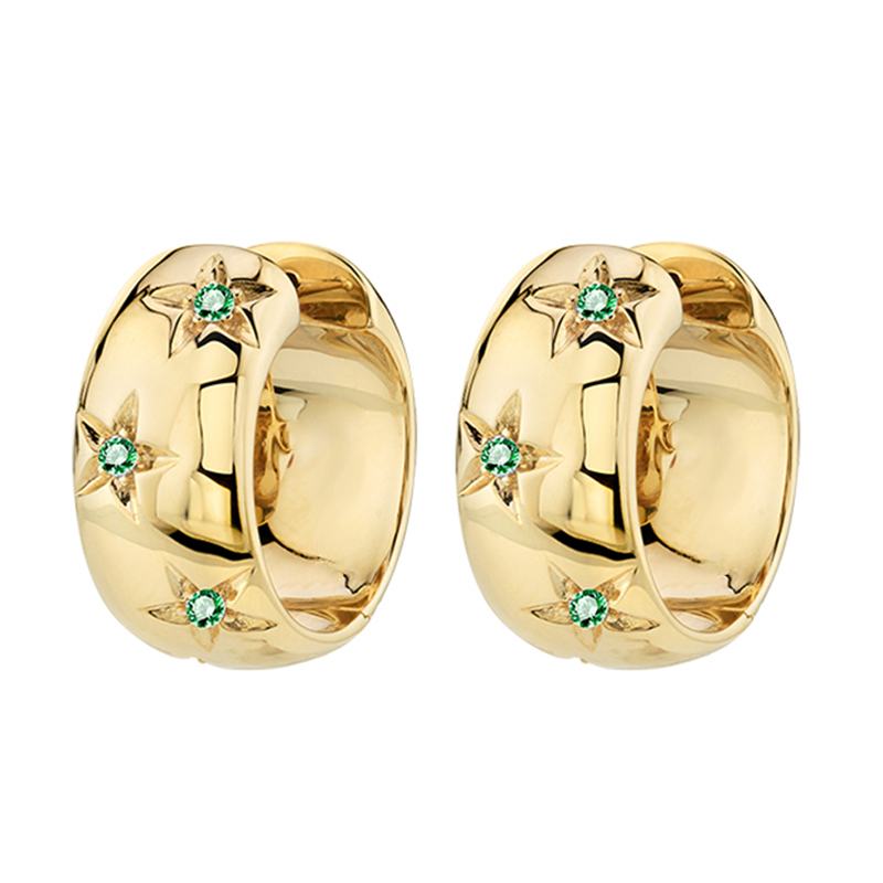 TIANDE-pendientes de aro grandes de Color dorado para mujer, aretes con Piercing circular y estrella de circón fino, accesorios de joyería para: Pistola negra plateada