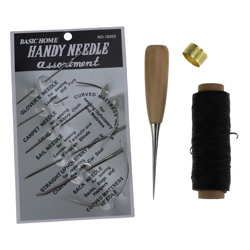 Leather Craft Tools Kit Hand Sewing Stitching Punch Carving Work Saddle Leathercraft Accessories