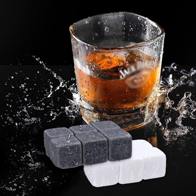 6 pçs pedras reusáveis para uísque, bebendo gelo quadrado refrigerador uísque rochas barra vinho refrigerador festa de casamento presente