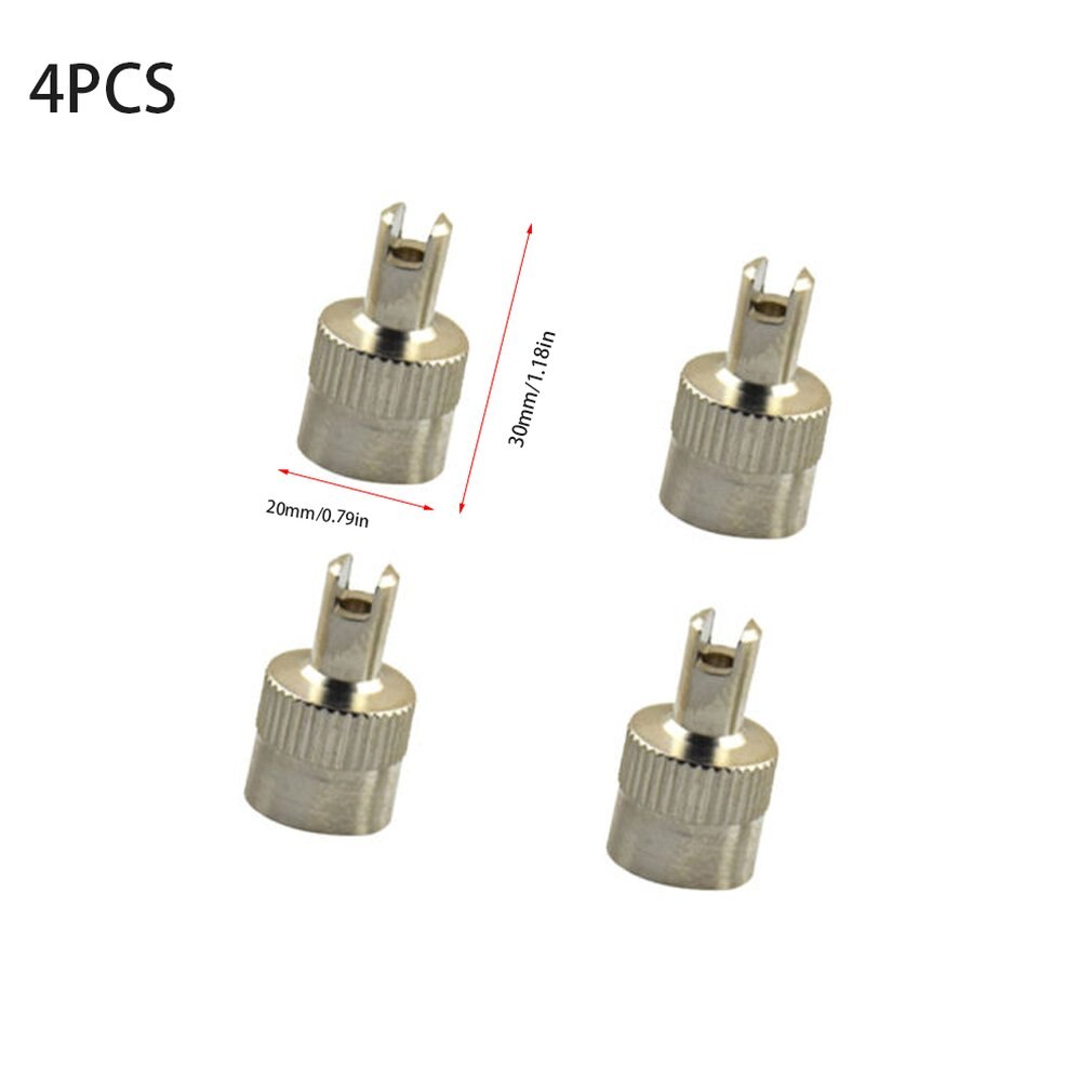 4 stuks Koperen Sleufschroeven Voertuig Wiel Tool Cap Ventieldopjes ONS Type Core Removal Tool Voor Auto 'S Voertuigen