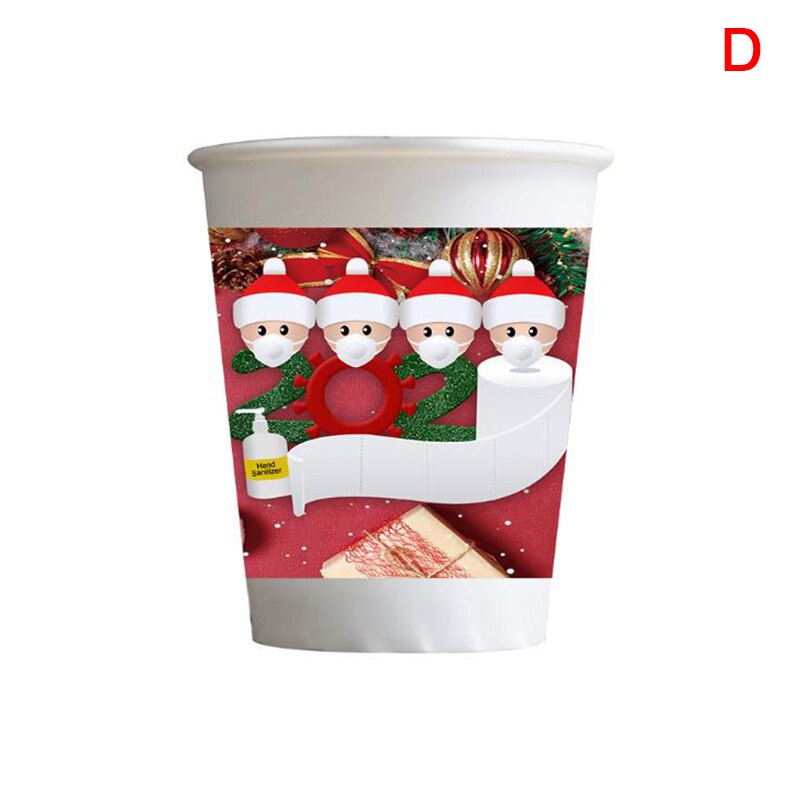 5Pcs Merry Christmas Disposable Tableware Survivors Printed Paper Cups Home Christmas Year Party Decor Supplies: D