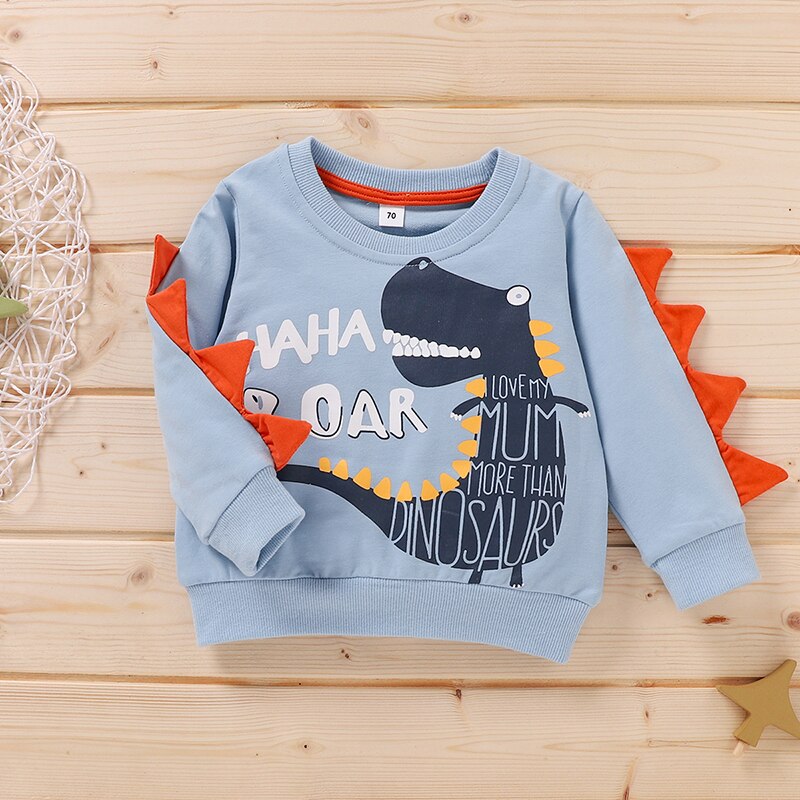automne enfant en bas âge sweat unisexe bleu bébé garçons chemises 0-4 ans enfants dessin animé enfants Crocodile impression à manches longues vêtements