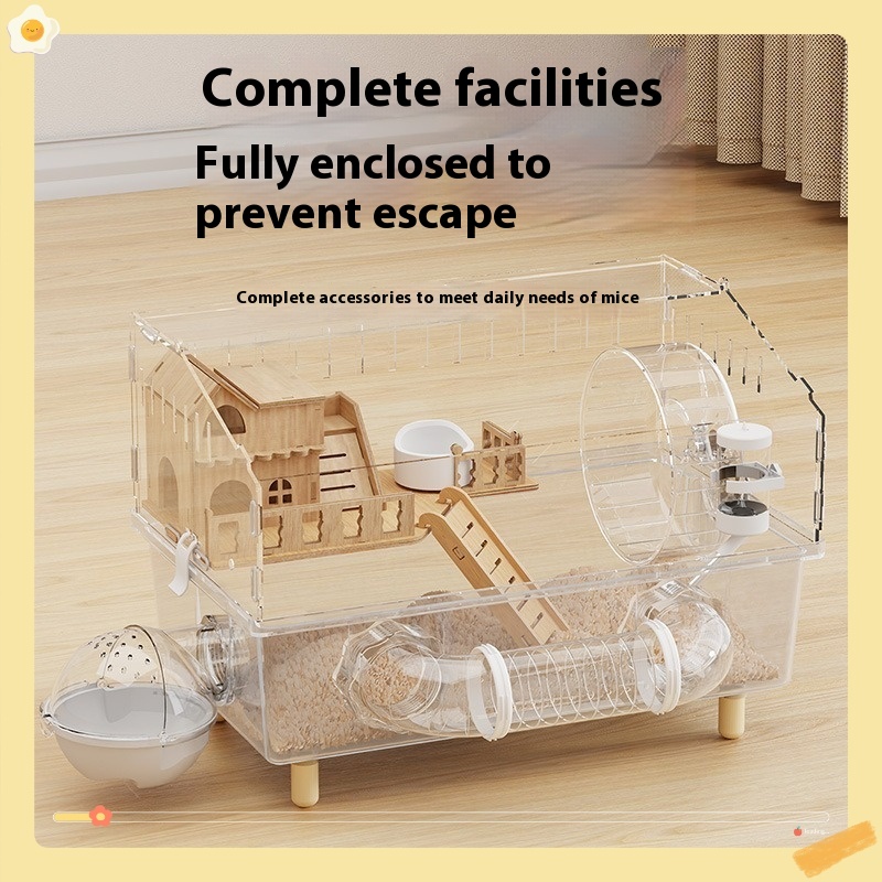Jaula para hámster, jaula para hámster, Villa de lujo, transparente, gran espacio, acrílico, hábitat para mascotas, casa para animales pequeños, accesorios para ratas enanas