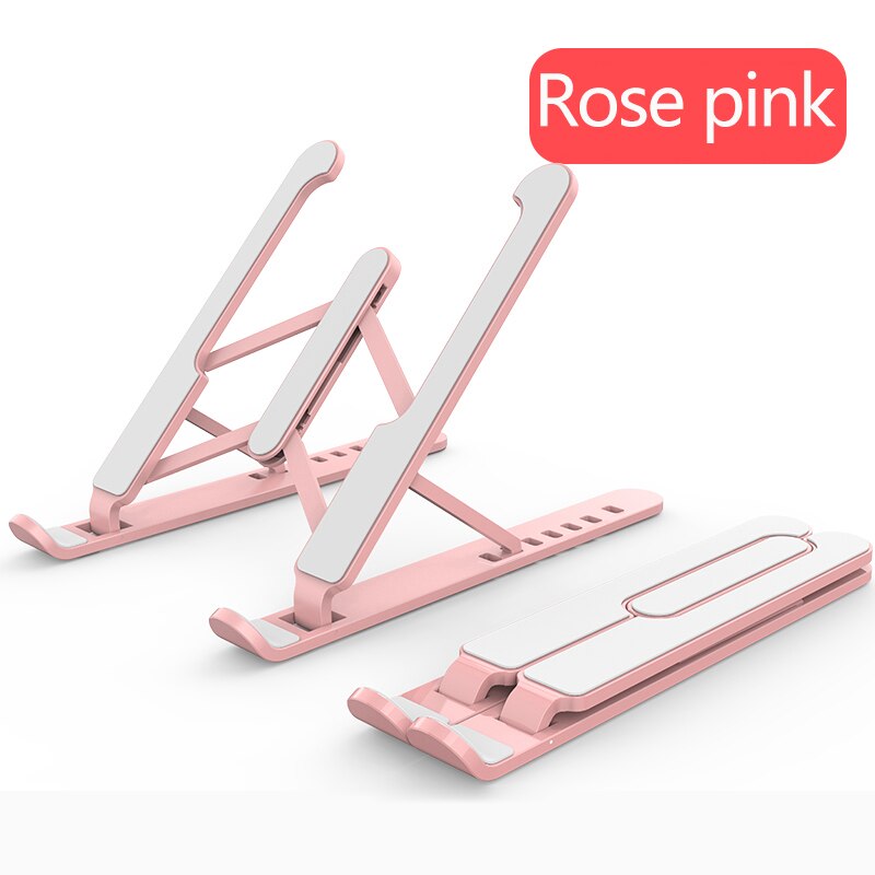 Draagbare Laptop Desktop Stand Opvouwbare Ondersteuning Base Notebook Stand Computer Verstelbare Houder Voor Macbook Pro Air Ipad Dell Hp: Pink