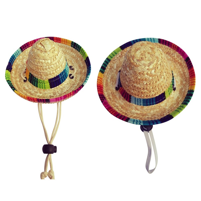 Mini chapeau en paille pour chiens, Sombrero, chat, chapeau de soleil, fête sur la plage, chapeau en paille pour chiens, chapeau hawaïen pour chiens, accessoires amusants