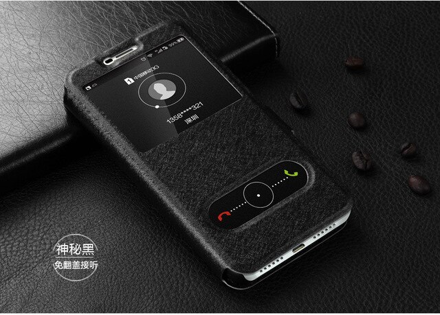 Für Huawei Honor 4C Pro Fall TIT-AL00 Schnell Ansicht Fenster Fall Für Huawei Y6 Pro Abdeckung TIT-L01 TIT-U02 Flip PU leder Telefon Fällen: Black