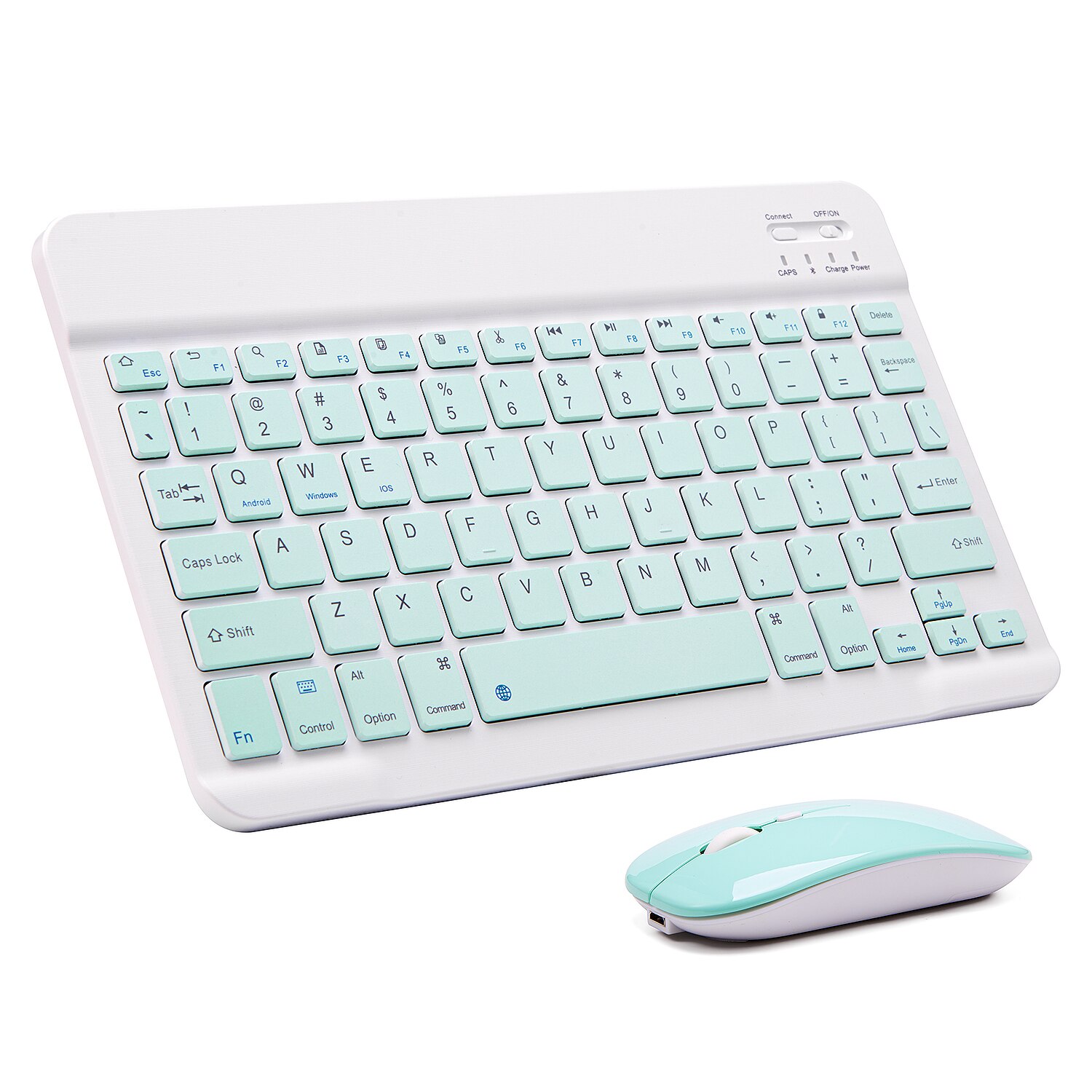 Pink Wireless Bluetooth Keyboard and Mouse Mini Spainish Keyboard Bluetooth Keyboard for Tablet IOS Android IPhone Ipad Keyboard: 10in-green-Set