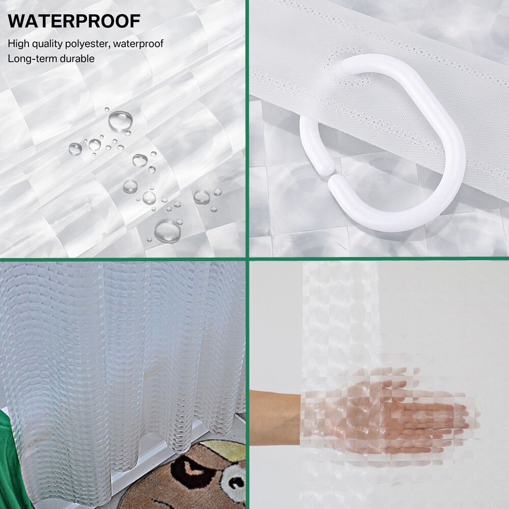 3D Waterdicht Peva Douchegordijnen Badkamer Gordijnen Met Haken Transparant Wit Clear Badkamer Gordijn Luxe Bad Gordijnen