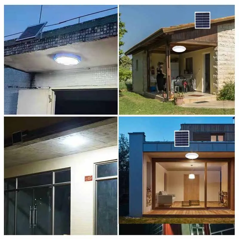 60/500W LED Solar Ceiling Light Pendant Light Outdoor Indoor Solar-Power Lamp with Line Corridor Light for Garden Decoration