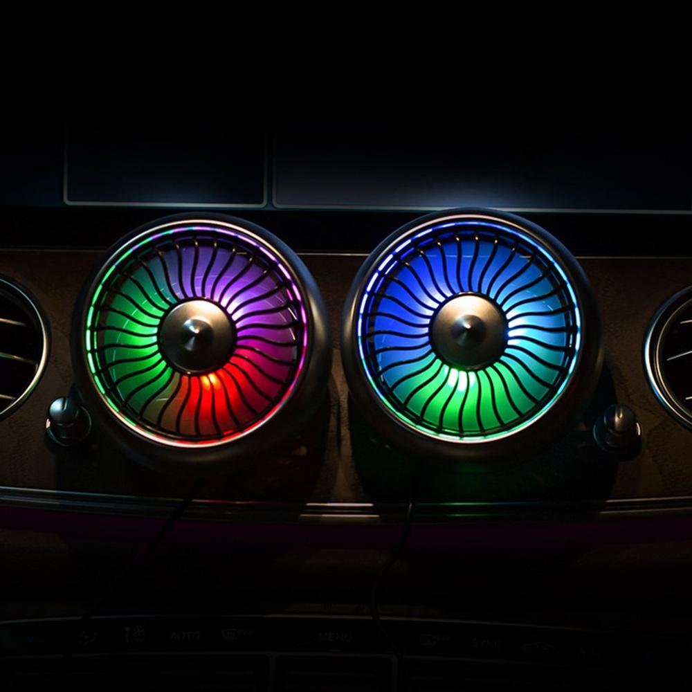 Car multi-functional fan 3 Speed Adjustment USB Car Fan Air Conditioner Colorful Light Dashboard Cooling Fan