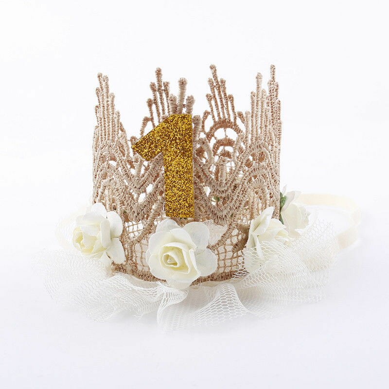 Accesorios para niña pequeña, tocado floral, diadema decorativa, diadema para de cumpleaños, Tiaras de princesa de hadas: Beige