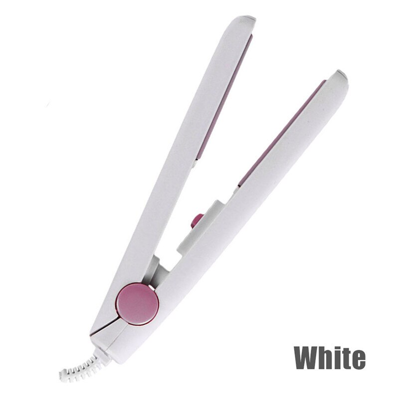 MIni plancha de pelo para niña, plancha alisadora para el cabello, rizador de pelo, plancha plana portátil para mujer, ondas para el cabello: White