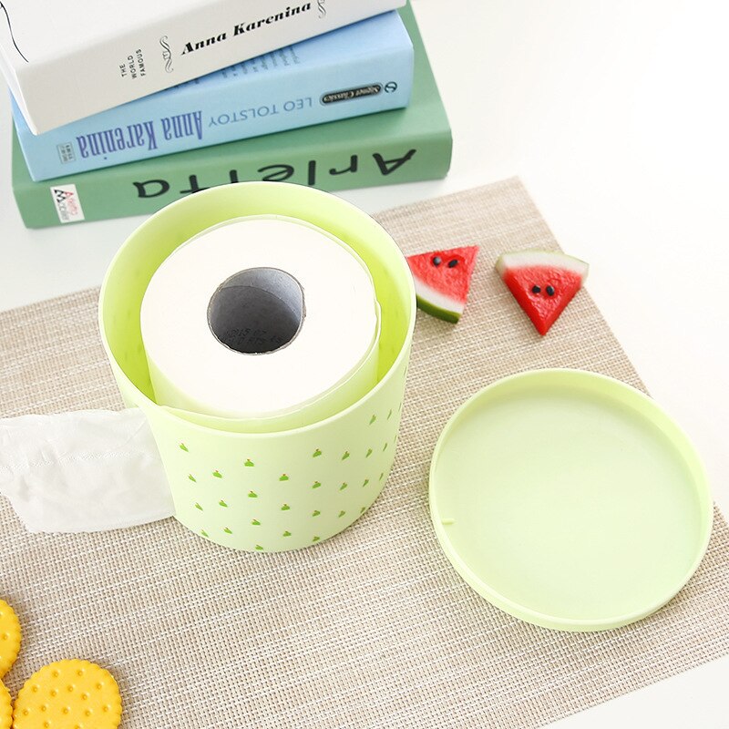 1Pcs Plastic Roll Paper Holder Box Pink Tissue Dispenser Round Toliet Bathroom Waterproof Paper Storage Rack Container