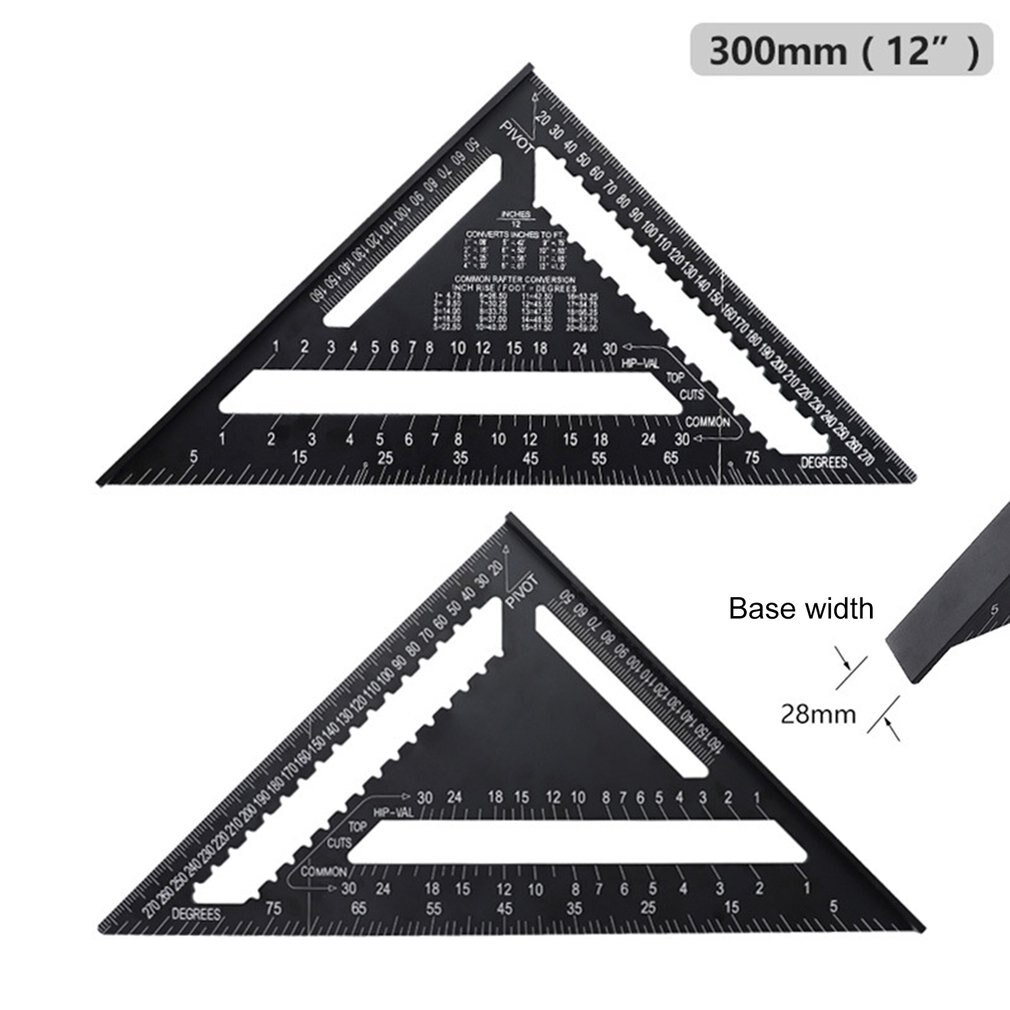 7 inch 12 inch Triangle Ruler 90 degree Square Ruler Woodworking Measurement Tool Carpenter Square Tool Angle Protractor