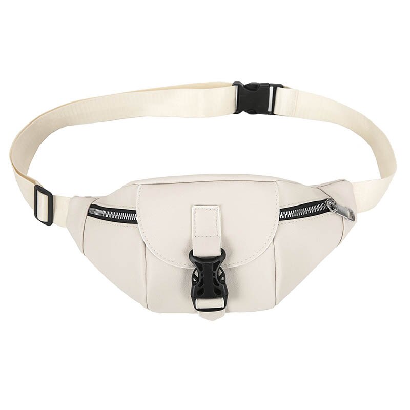 Verstelbare Vrouwen Hip Taille Verpakking Lederen Crossbody Tas Borst Zakken Rits Vrouwelijke Clutch Pouch Riemfanny: Beige Waist Bag