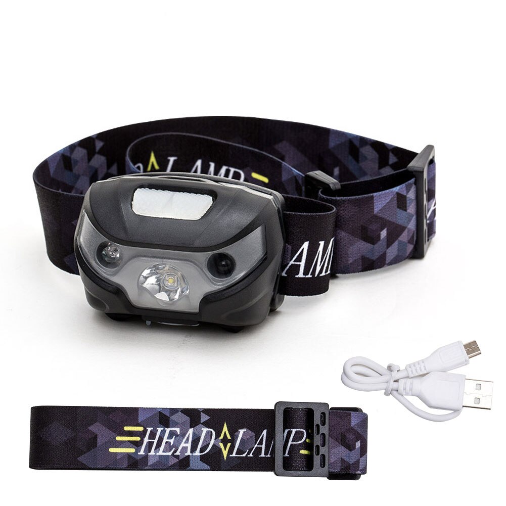 LED Sensor Headlamp USB Rechargeable Headlight Waterproof Head Light for Camping Cycling Fishing JHP-Best