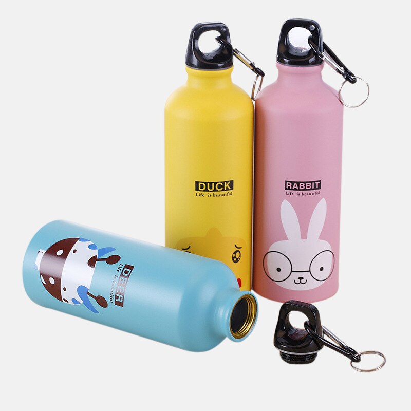 500ml cykelsport utomhus min vattenflaska 304 rostfritt stål söt djurmönster bärbar bergsklättring spänne vattenkokare