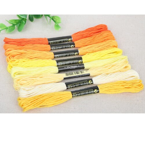 8Pcs Mix Colors 8 Meters Cross Stitch Cotton Sewing Skeins Craft Embroidery Thread Floss Kit DIY Sewing Tools 8: Yellow