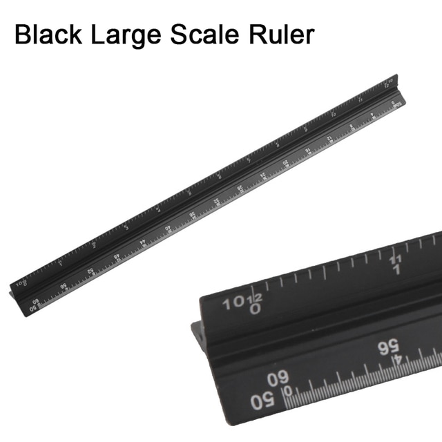Architectural Scale Ruler Aluminum Architect Scale Triangular Scale Ruler for Architects, Draftsman, Students and Engineers: Black Style 1